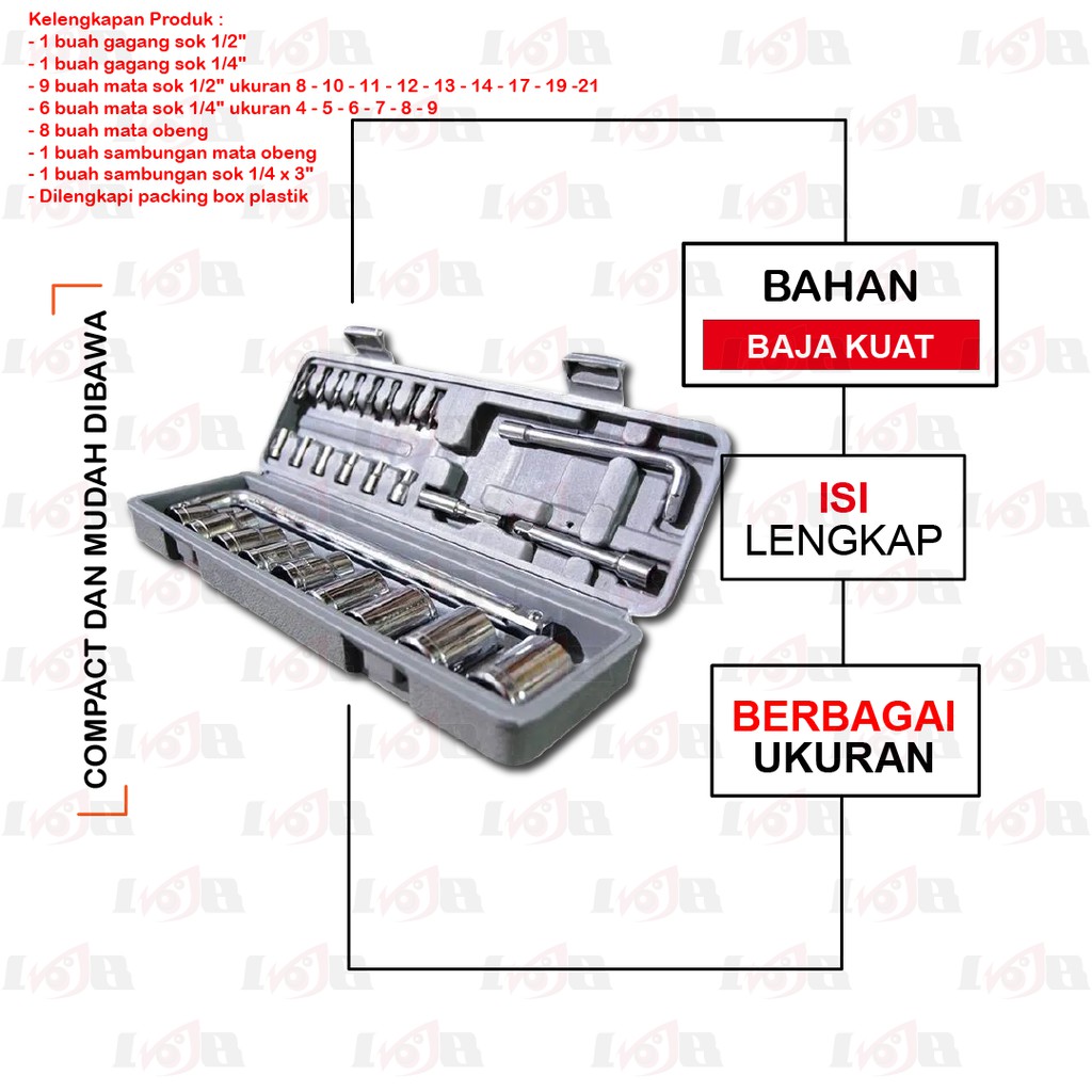 Kunci Sok Set 27 pcs Socket Shok Wrench Shock