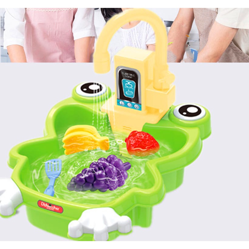 [tma] Mainan Anak Cuci Piring Dan Buah Motif Kodok / Dispenser Cuci Piring Motif Kodok
