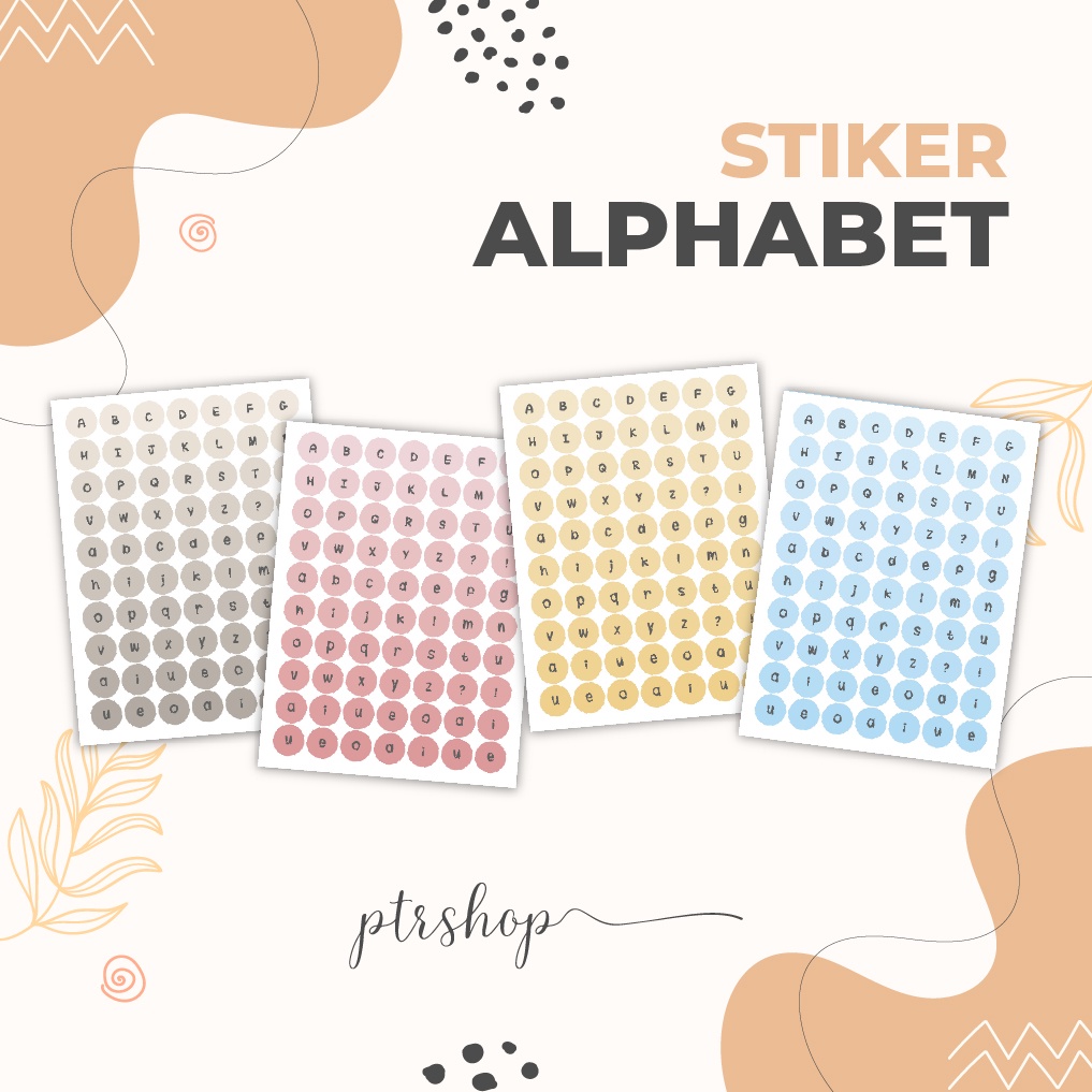 STIKER HURUF PASTEL / STIKER ALPHABET BULAT PASTEL / STIKER DEKORASI AESTHETIC