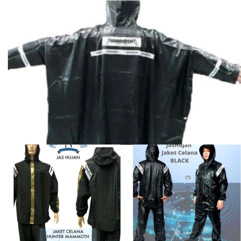 Jas hujan Mammoth jaket celana Black merk Mammoth Hunter by Penguin