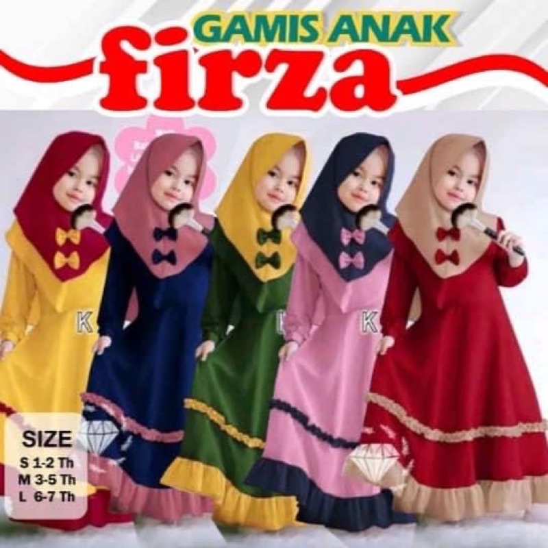 GAMIS ANAK +JILBAB FIRZA KIDS/AISAH(1SET +JILBAB)