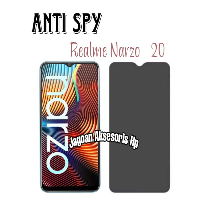 Tempered Glass ANTI SPY Realme Narzo 20 6.5 inch Anti Gores Kaca PRIVACY Anti Intip