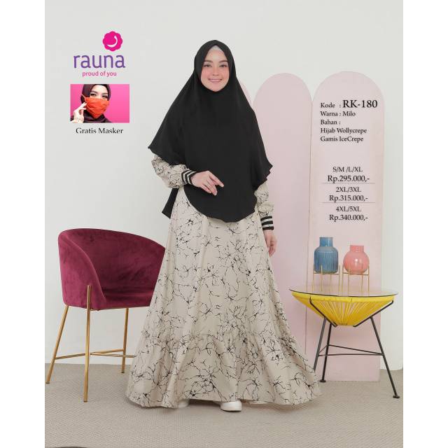 SALE 20% Gamis Rauna RK-180 Milo, RK-181 Salem, RK-182 Hijau, RK-183 Pink