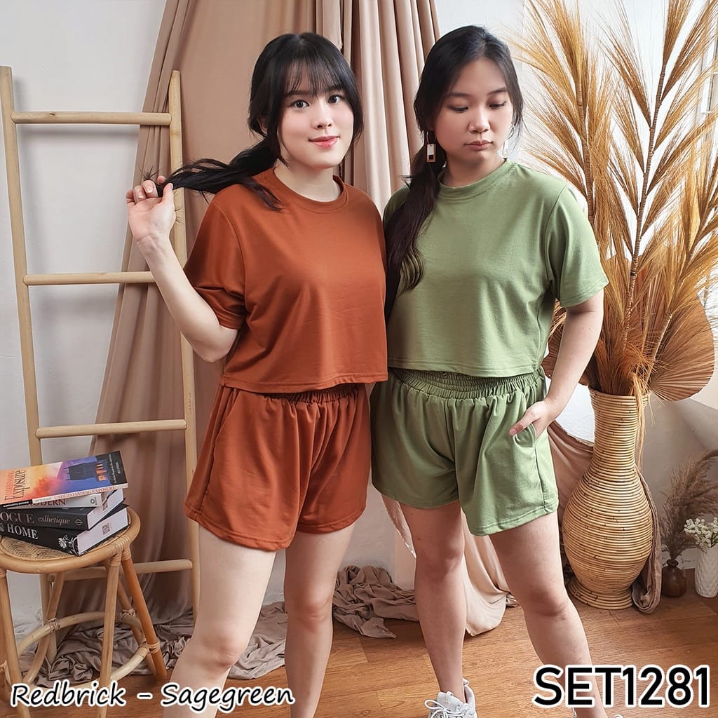 GSC - One Set Crop Top/ Setelan wanita Babyterry polos