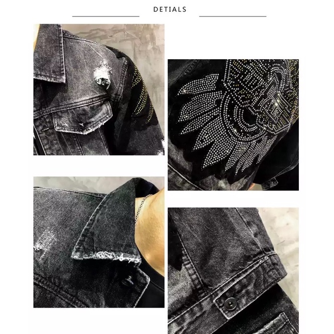 JAKET JEANS LUXURY IMPORT PRIA WANITA ASIA EROPA KOREA BTS AMERIKA ORIGINAL BORDIR ELANG EAGLE