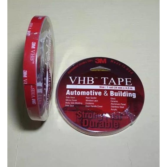 

Double Tape Vhb Merah 3M .12 X 4.5 Meter Original 3M