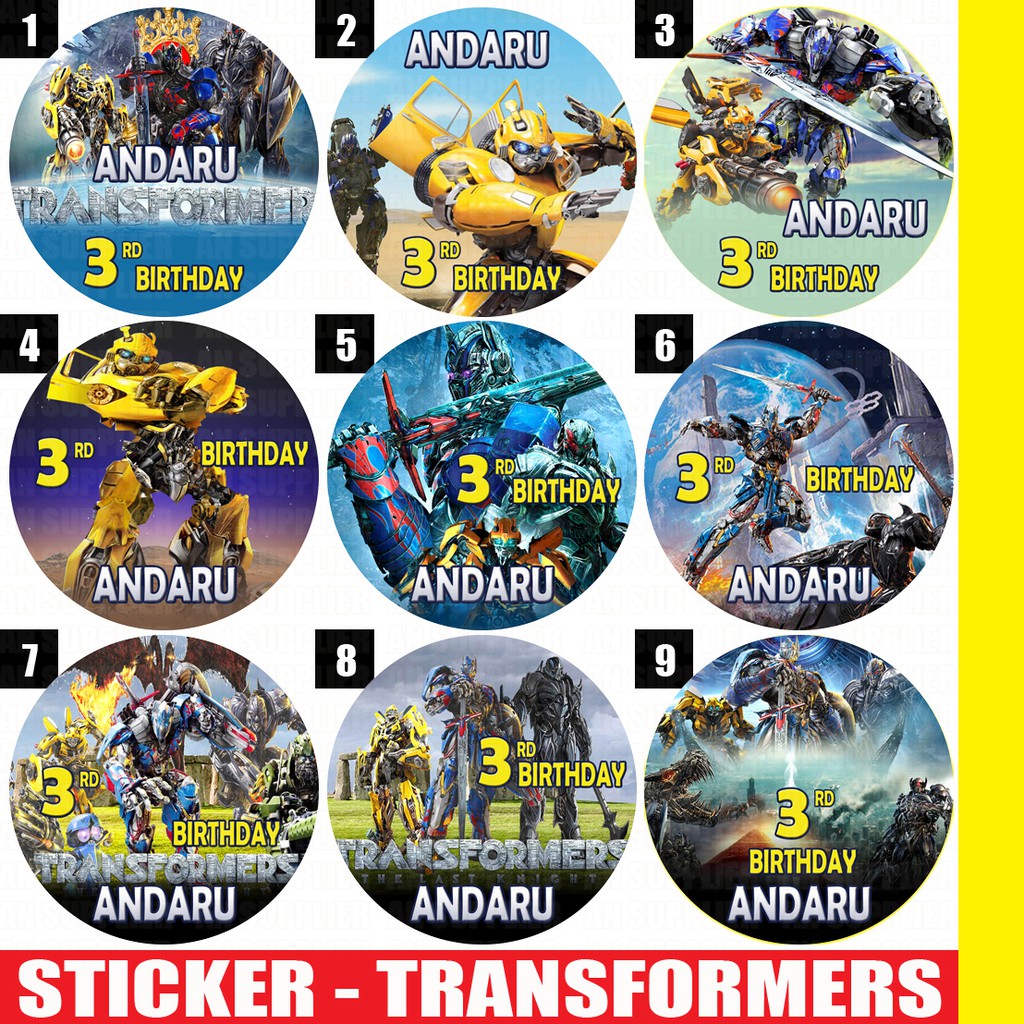 

60 STIKER TRANSFORMERS - LABEL BAG / KUE / SOUVENIR ULTAH ULANG TAHUN