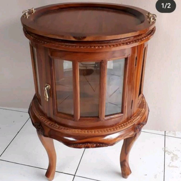 MEJA TEH BULAT PRODUK ASLI JEPARA