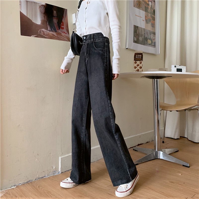 ♬Celana kaki lebar ramping pinggang tinggi gaya Korea baru/M-L