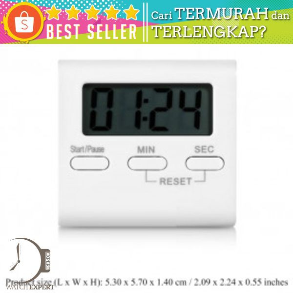 Taffware Timer Masak Dapur Countdown Digital Alarm Clock - T10 - White