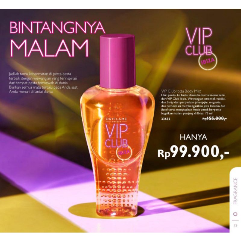 Parfum Body Mist VIP Club Ibiza Oriflame