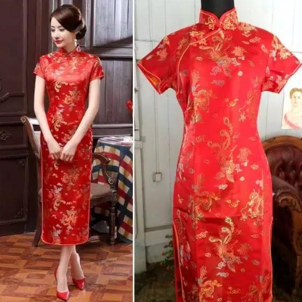 Promo Ferline Cheongsam Elegant Dress Chinese Lunar Imlek Baju Wanita Mrw