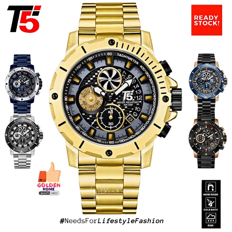 JAM PRIA T5 ORIGINAL 100% H3787 3787 H3787G CHRONOGRAPH FREE GIFT/HADIAH TAHAN AIR 3ATM BERGARANSI F