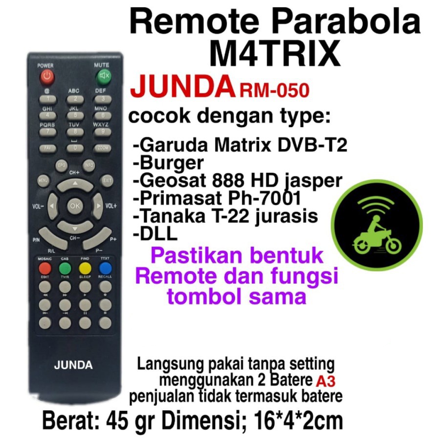 REMOTE RECEIVER PARABOLA MATRIX BURGER JUNDA RM-050