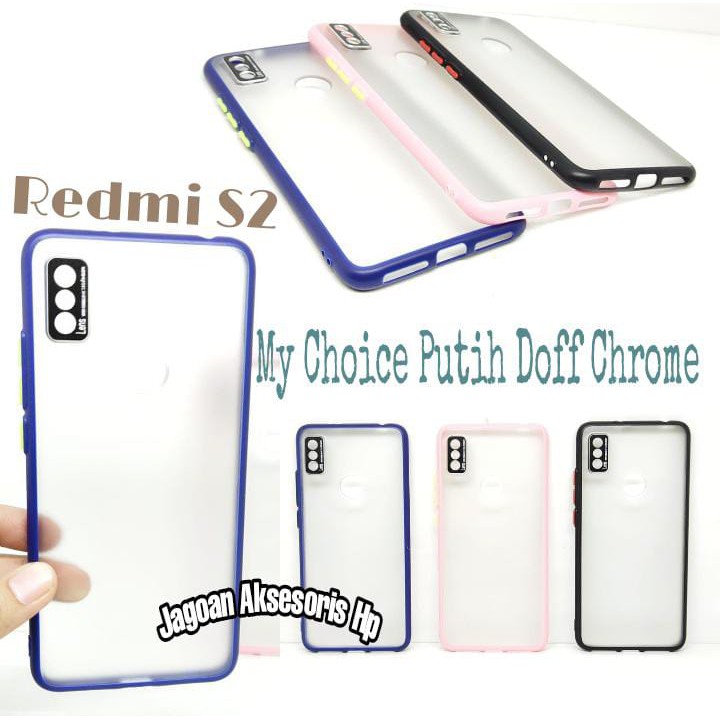 My Choice Putih Doff Chrome Redmi S2 Y2 5.99 inchi with Ring Protection Camera Chrome Case