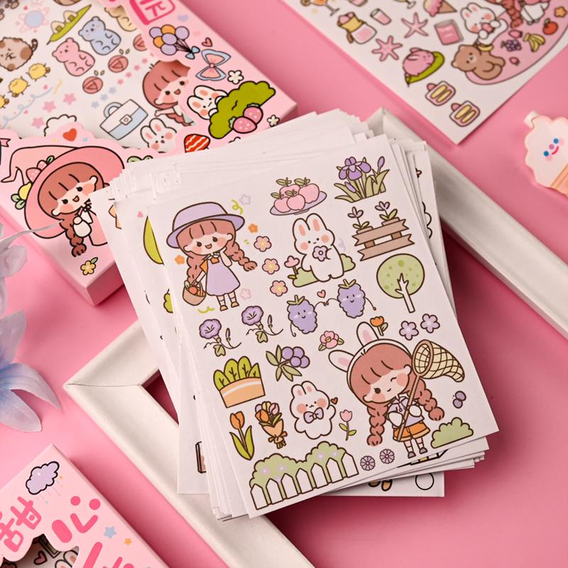 50 Lembar Stiker Kertasselotip Washi Gambar Kartun Kawaii Untuk Dekorasi Scrapbook DIY