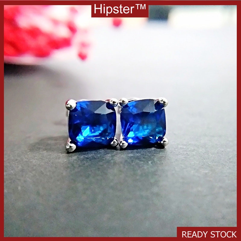 Popular Sapphire Fashion Starry Sky Blue Colorful Crystals Ear Studs