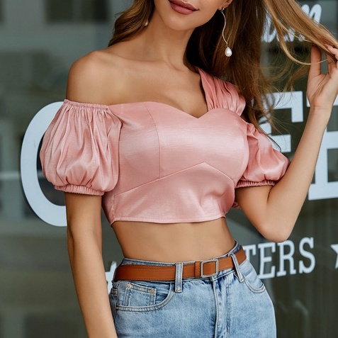 【Summer】 Pink Trim Ditsy Top 7197