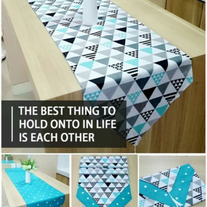 Taplak Meja Ruang Tamu Bahan Kain Katun Set Murah