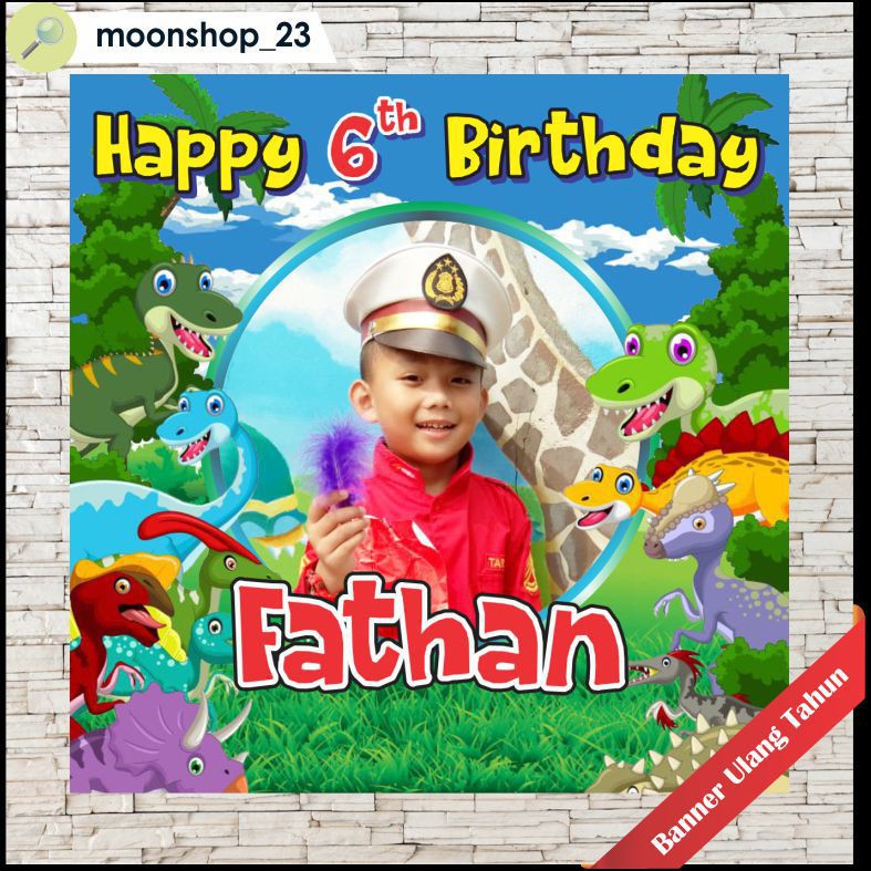 Spanduk / Banner / Backdrop Ulang Tahun Custom Tema Dinosaurus