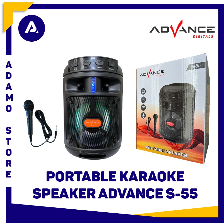 Speaker Advance S-55 S55 Bluetooth Music Box Karaoke Free Mic