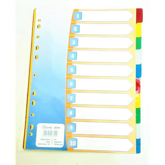 

Sp Sekat Divider Odner Bambi 2610 A4 Index Pembatas Plastik Ordner 10
