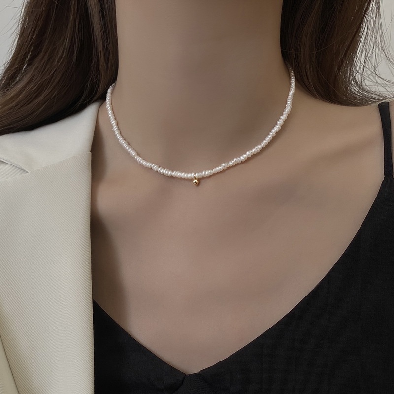 Kalung Choker Liontin Hati Aksen Mutiara Bahan Logam Gaya Korea Untuk Wanita