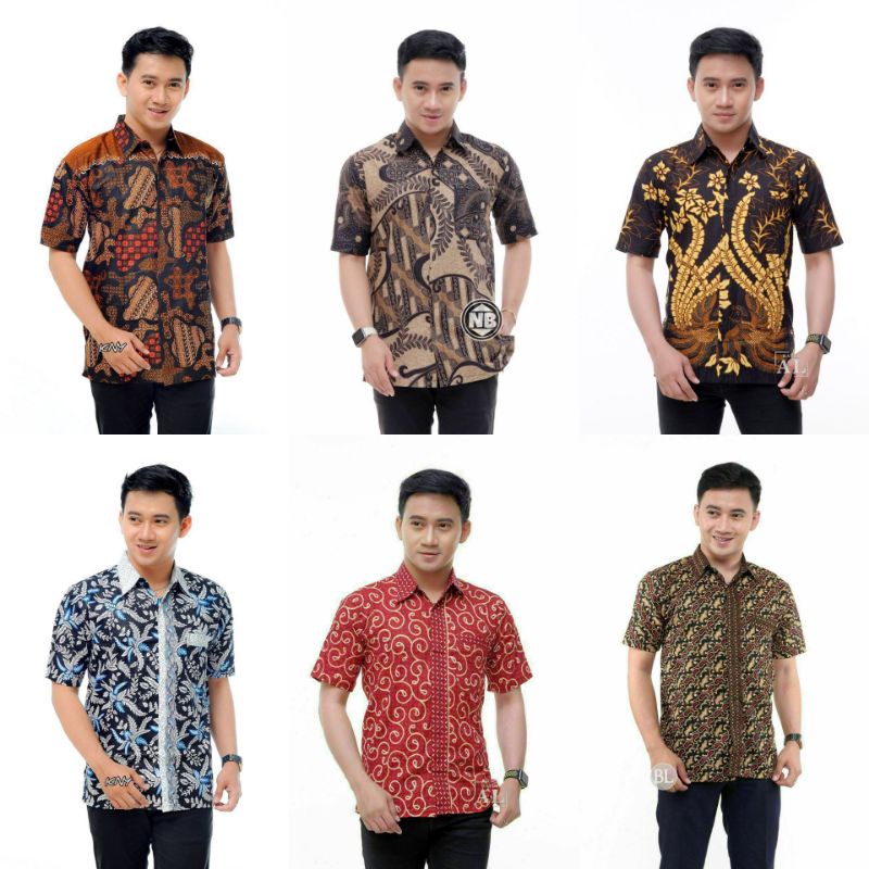 MURAH BATIK KEMEJA HEM PRIA MOTIF KEMBANG GEDE HITAM KEMEJA SERAGAM