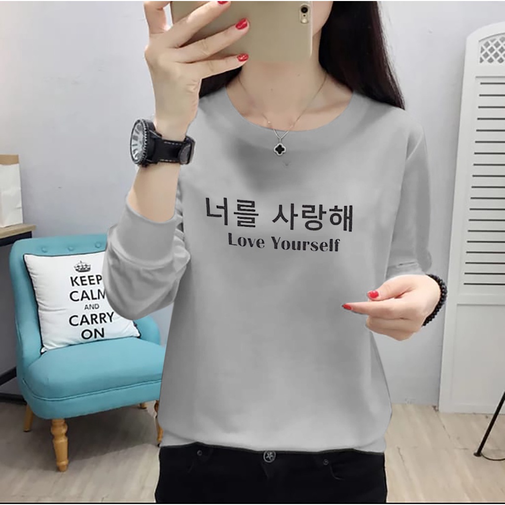 COLLECTION COOLS - ( BISA COD)BAJU ATASAN LOVE YOURSELF TERBARU-BAJU CEWEK LENGAN PANJANG MASA KINI,TRNDY DAN TERLARIS