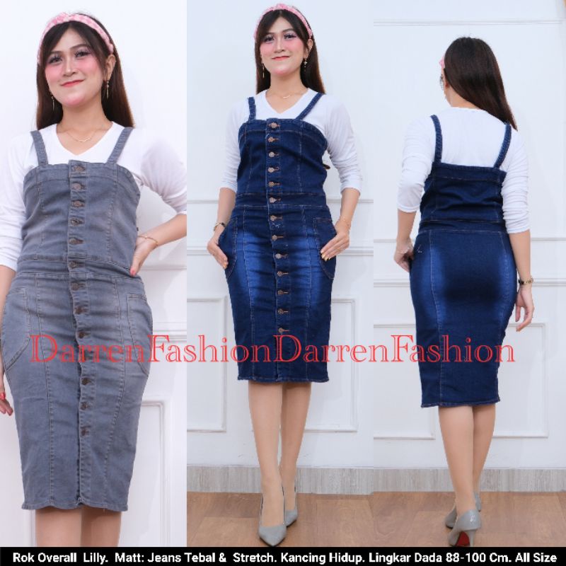 Overall Rok Lilly Jeans Tebal Dan Stretch