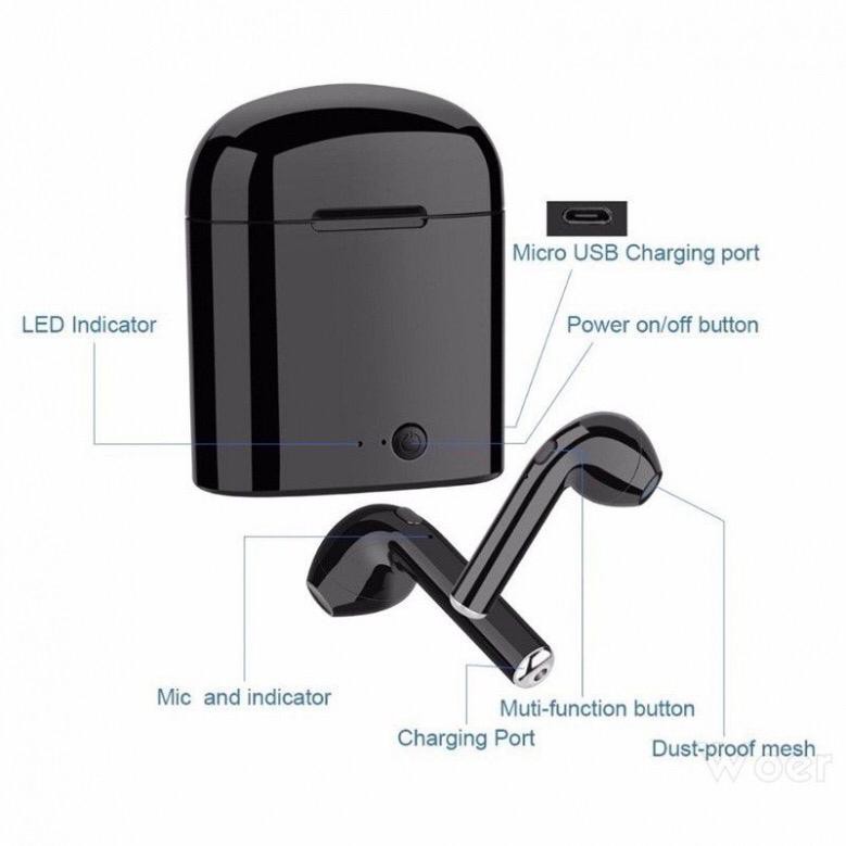 LDS EARPHONE BLUETOOTH i7S TWS WITH CHARGER CASE / HEADSET BLUETOOTH IMPORT / AIRPOD WIRELESS--