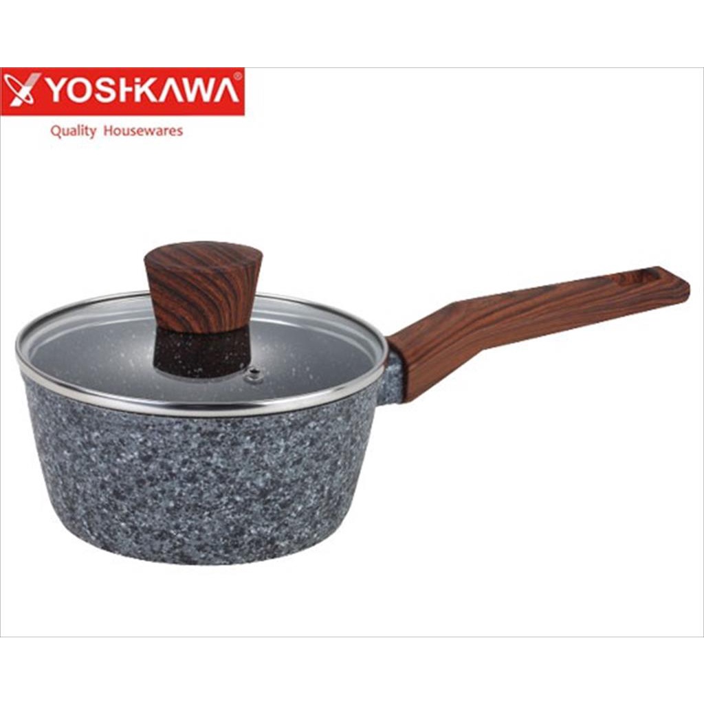 YOSHIKAWA TEFLON 16 CM TUTUP KACA MARBLE ANTI LENGKET MP16 SAUCEPAN