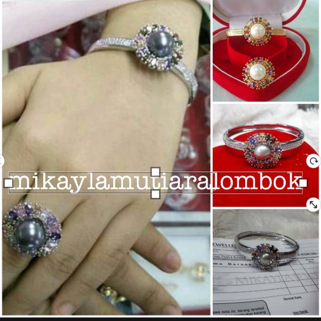 PERHIASAN SET RHODIUM MUTIARA ASLI