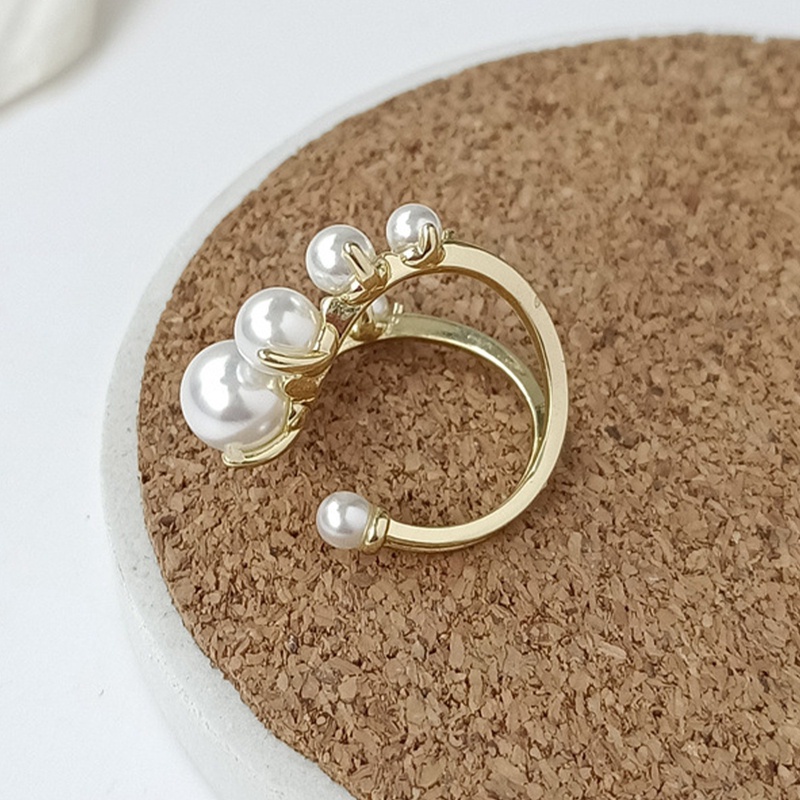 Cincin Terbuka Model Geometri Besar Hias Mutiara Untuk Wanita 2022