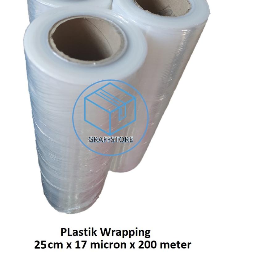 

Plastik Wrapping 25 cm x 17 Micron x 200 meter / Stretch Film Tebal transparan plastik wrap original