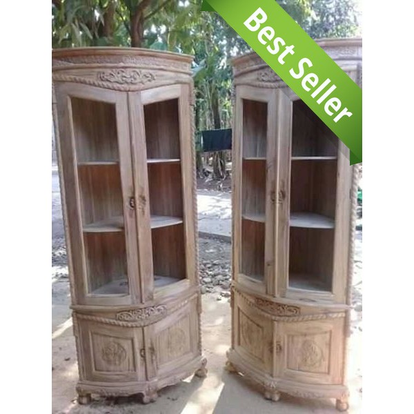 Grosir Lemari Hias Sudut Mebel Jepara Mentah
