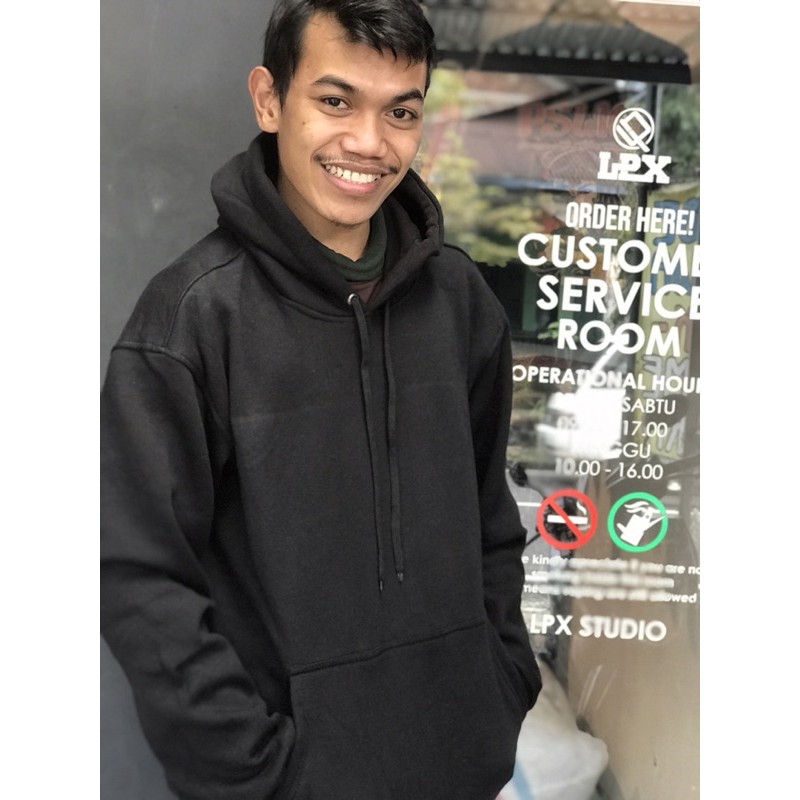 HOODIE JAKET JEMPER CATOON POLOS HITAM