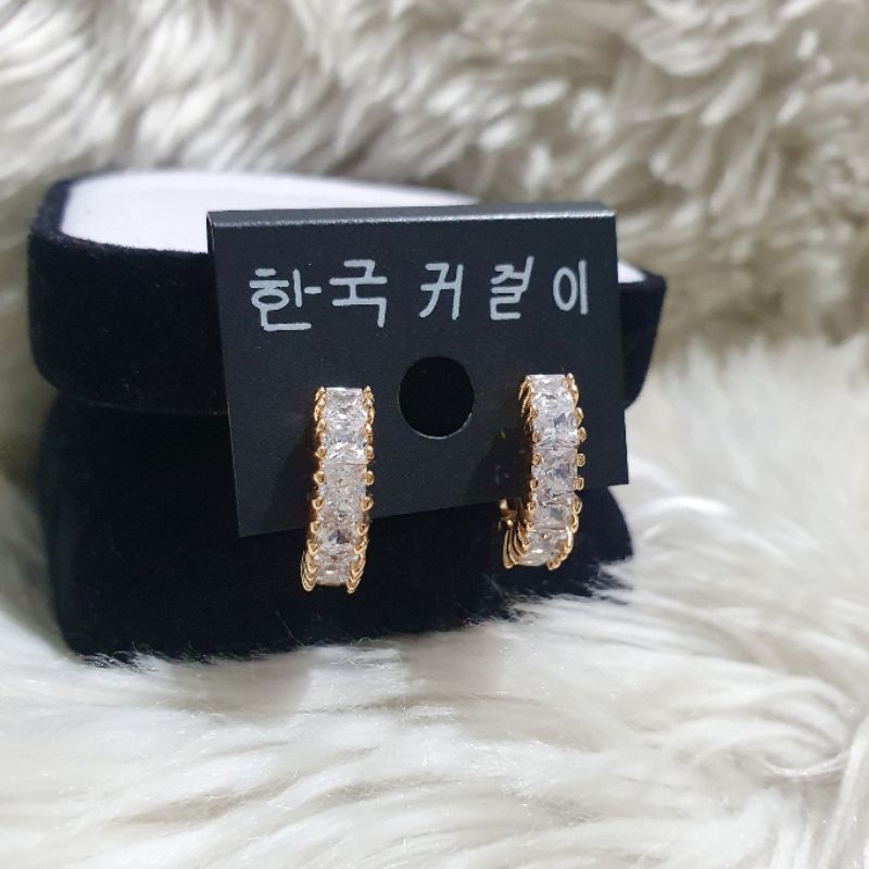 Anting Silver925 Perak Premium Quality Mata kilau Anti Karat anti alergi anting premium platgold model hoops 9910