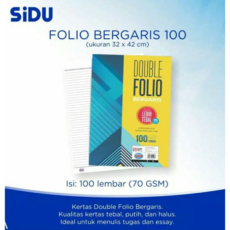 

folio bergaris SIDU 100 Lembar sidu doubl folio bergaris