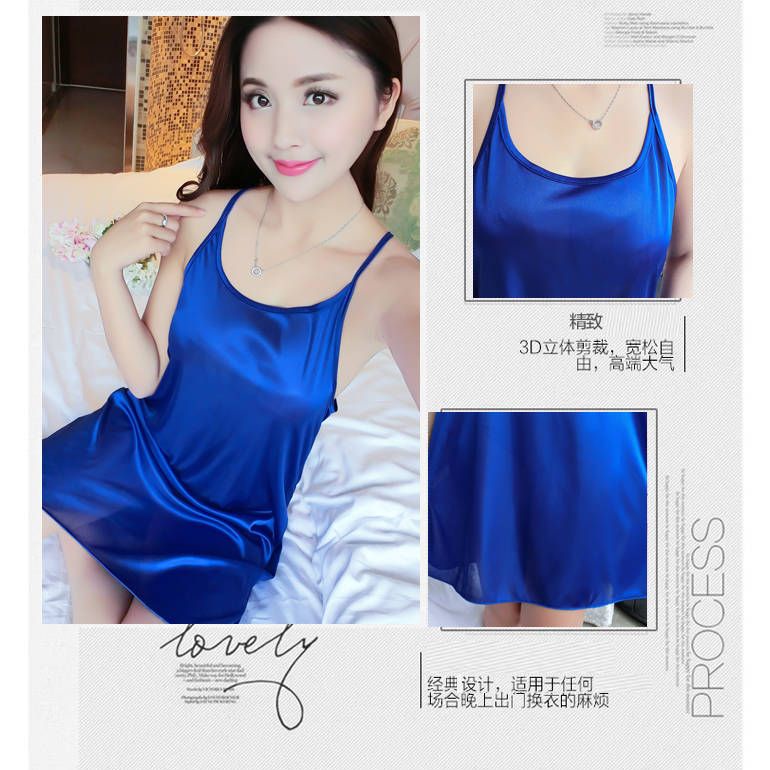 Miss H ~ 156 Dress Lingerie Wanita Bahan Licin Dingin Baju Tidur Tanpa Lengan Import