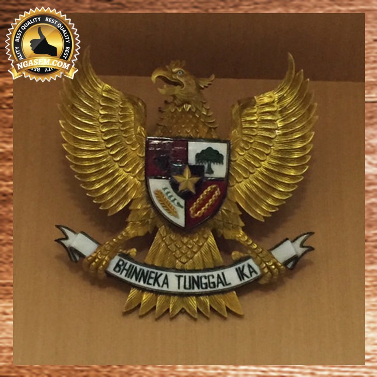 Cod Lambang Garuda Pancasila 60x60 Emas Kayu Jati Shopee Indonesia