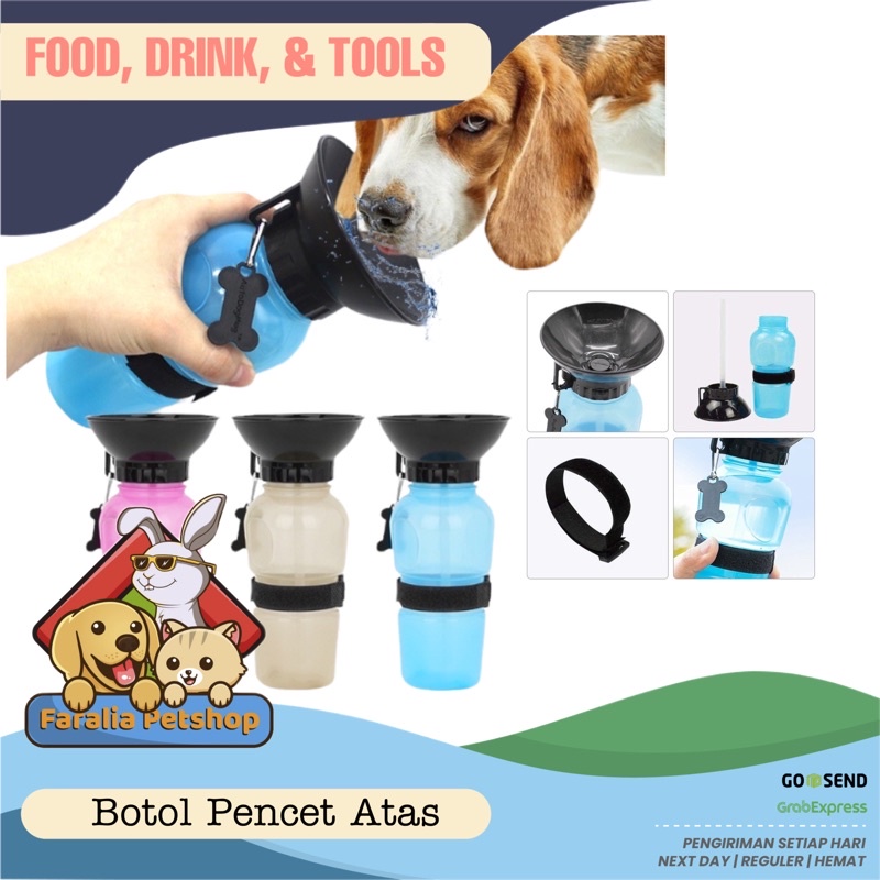 Botol Minum Travel Anjing Kucing Travelling Bottle Pet Cat Dog Atas Hewan Peliharaan Drink Bottle