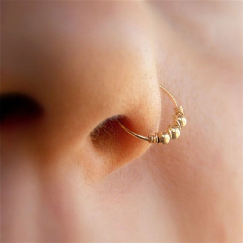 【TK】1 Pc Round Beads Nose Ring Stud Nose Hoop Piercing Jewelry 6mm/8mm/10mm