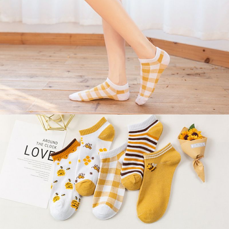 ~ PIYOSHI08 ~ Kaos Kaki Wanita Motif Lebah Lucu Fashion Korea AF144