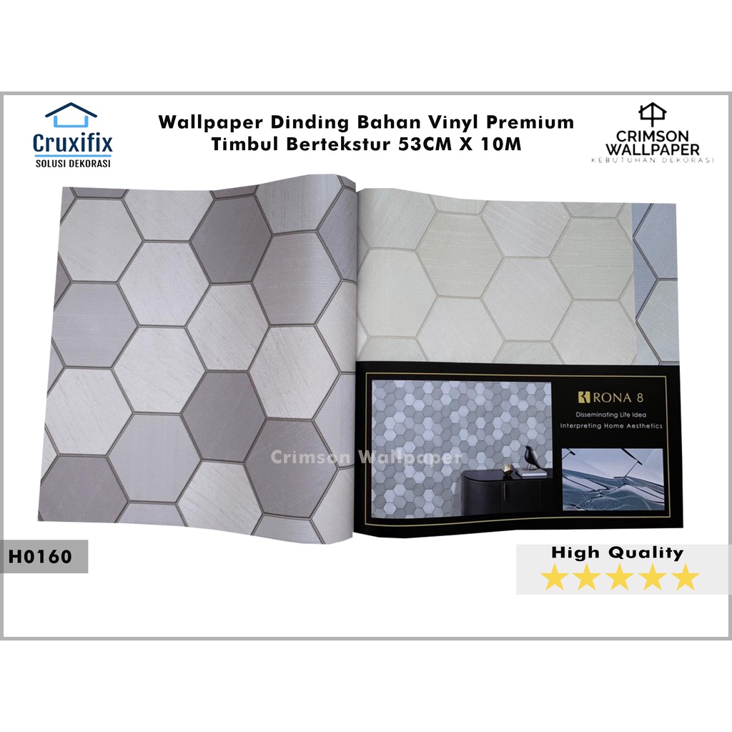 WALLPAPER VINYL MOTIF HEXAGON KLASIK PREMIUM