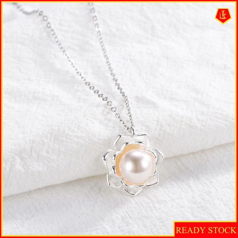 [Ready Stock]Fashion New Lotus Pearl Pendant Elegant Necklace