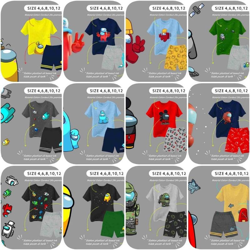setelan anak kaos celana among us ammigoz kids