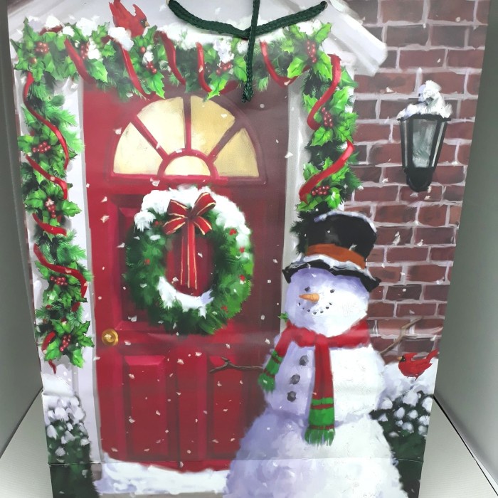 

✨ BISA COD ✨ Paperbag Natal sisa export motif Snowman Putih(12bh)