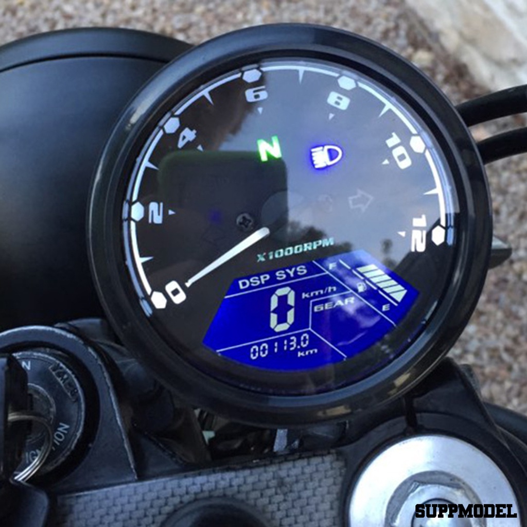 SPM Modified Gauge LED Oil Meter LCD Screen Speedometer Tachometer Odometer for 12V Motorcycles