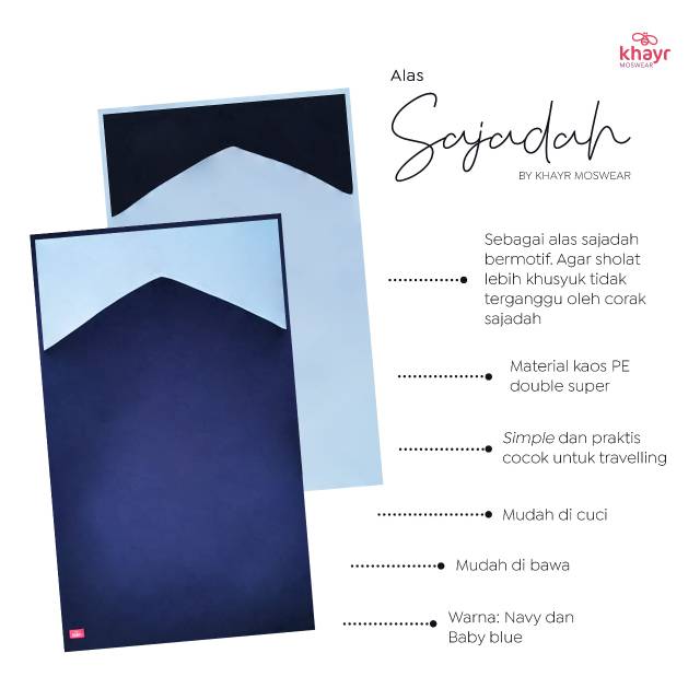 Alas Sajadah Sholat Polos Bahan Kaos by Khayr Moswear